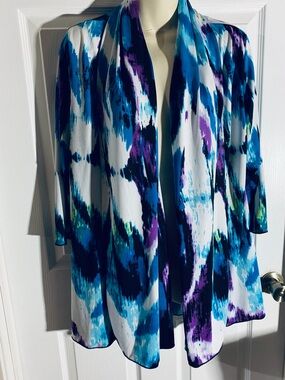 Vibrant Multicolor Open-Front Women's Bolero Brushed Watercolor Abstract Print